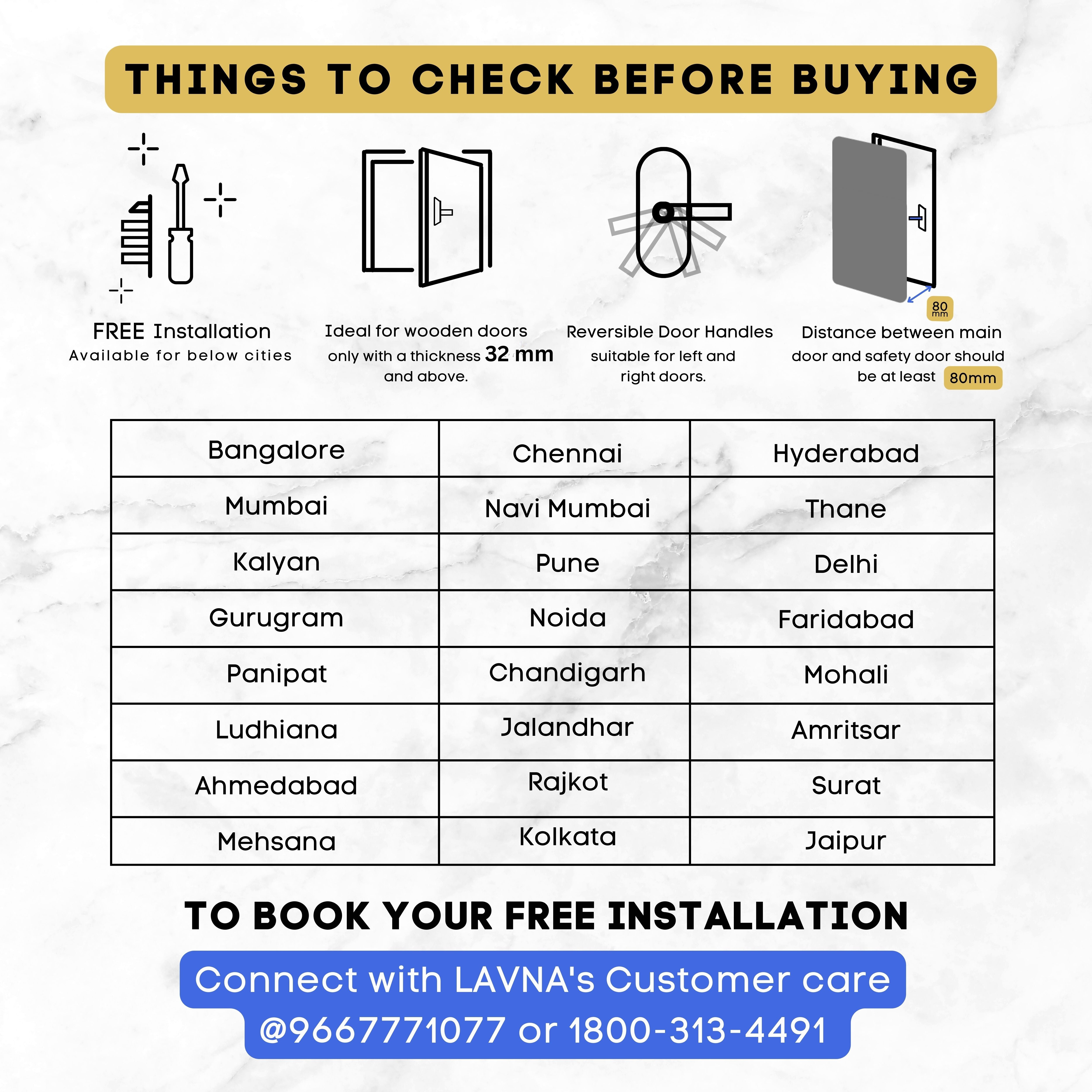 LAVNA LA28 Smart Door Lock with Wi-fi Mobile App, Fingerprint, OTP, PIN, RFID Card & Manual Key 7 way Access for Wooden Doors