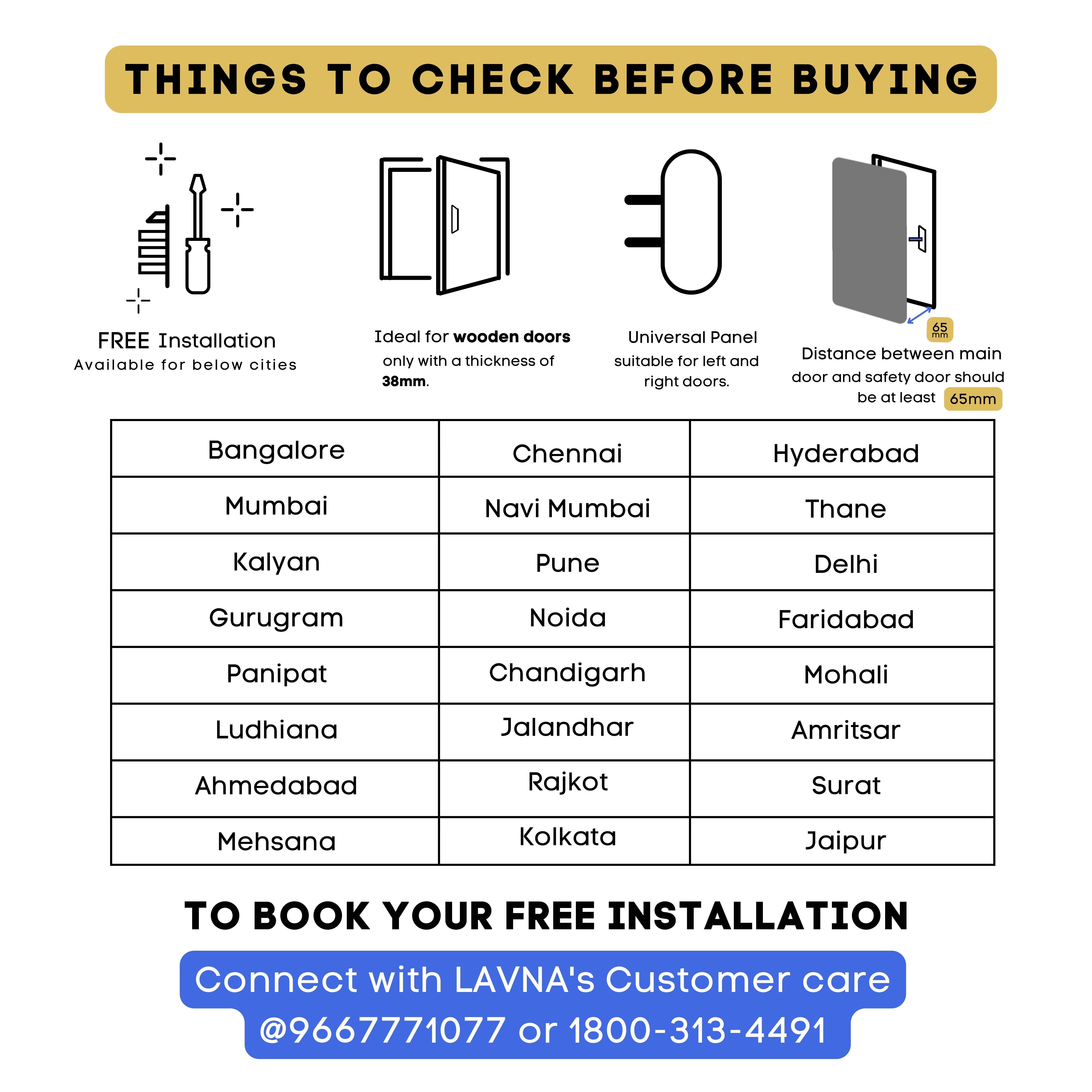 LAVNA 8-Way Premium Smart Door Lock with Camera N Face access, Fingerprint, Mobile App, Wifi + Bluetooth, RFID Card, OTP, PIN and Manual Key | 5-Bolt Security | fit with wooden doors (3 Year Warranty)