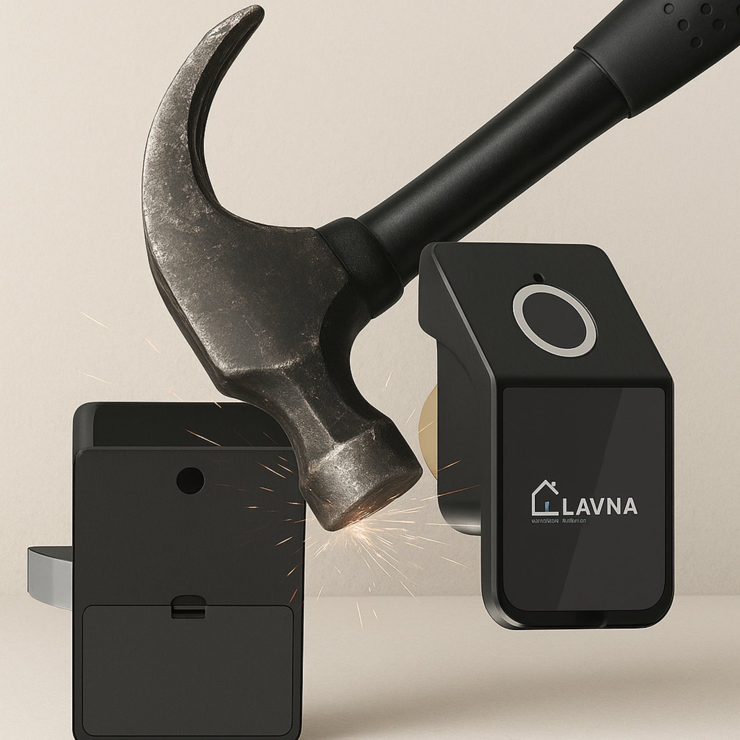 LAVNA Digital Cabinet Lock | 3 Way Access | Fingerprint, Mobile App, Key Access Suitable for Drawer, cabinets, wardrobe | Fully Metal Built up Lock (Black)