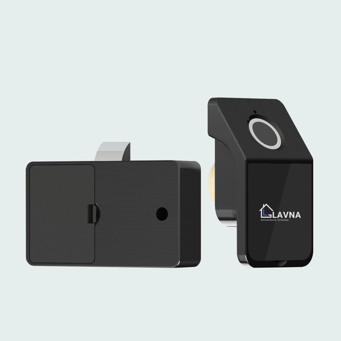 LAVNA Digital Cabinet Lock | 3 Way Access | Fingerprint, Mobile App, Key Access Suitable for Drawer, cabinets, wardrobe | Fully Metal Built up Lock (Black)
