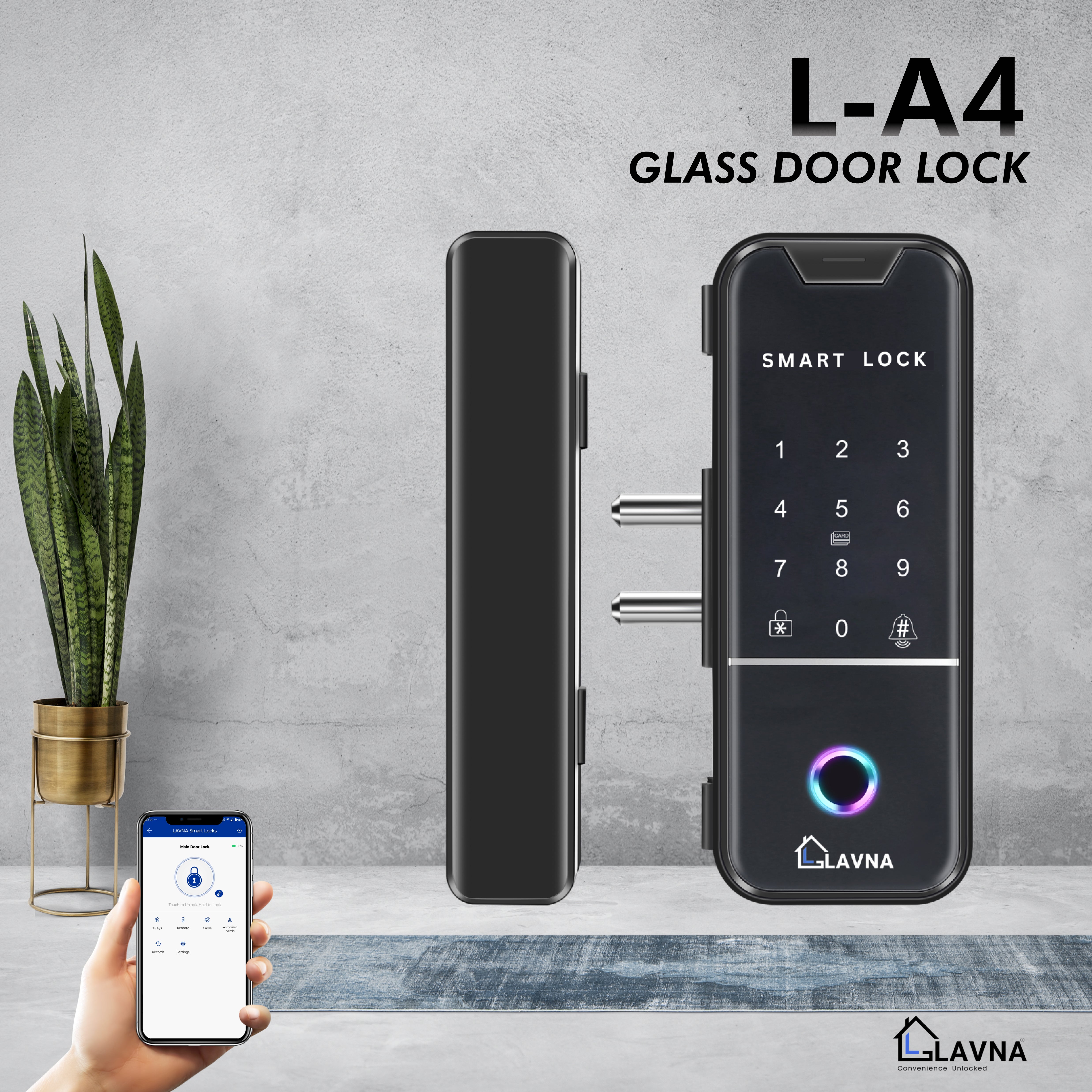 glass door card lock