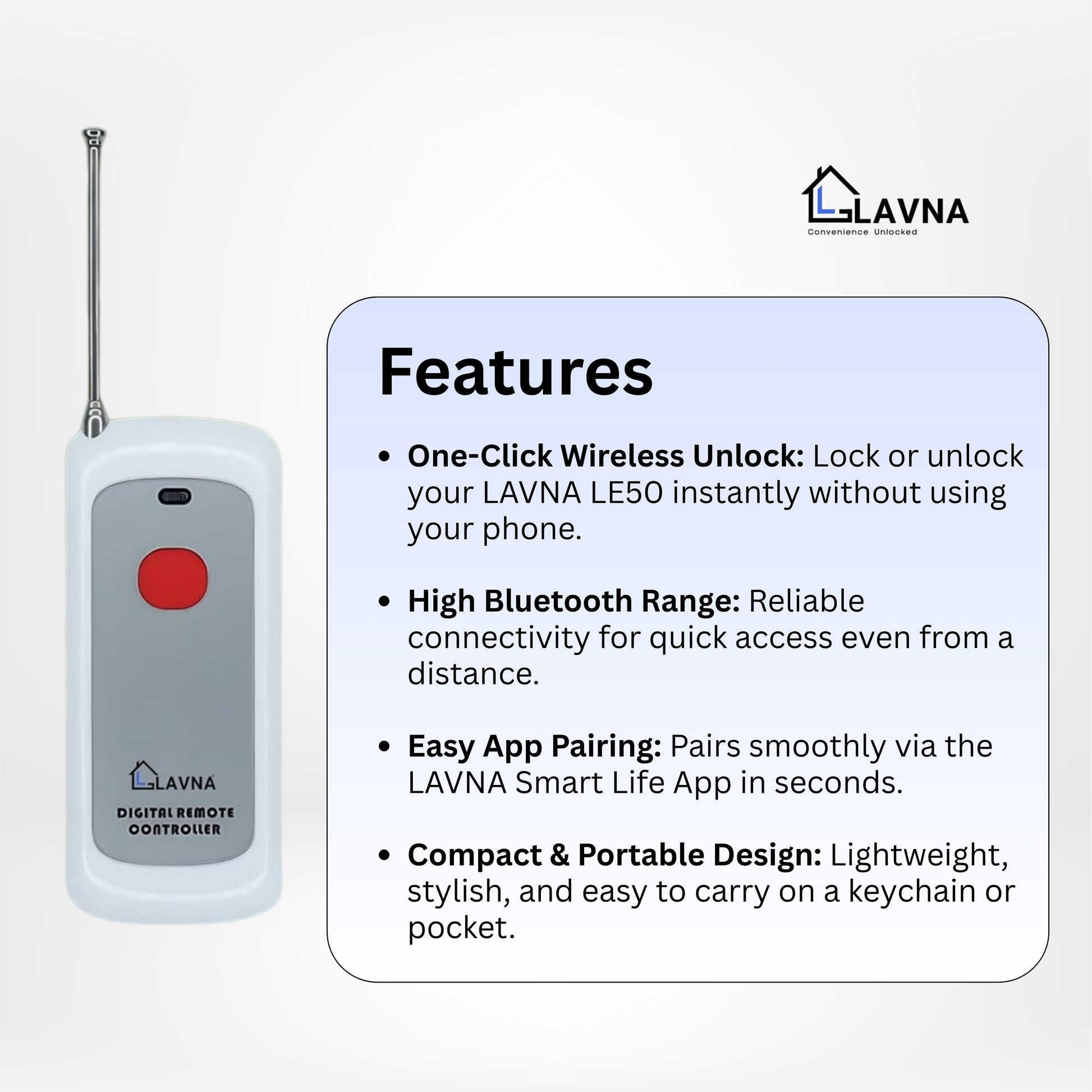 remote for LE50 Smart Metal Door Lock